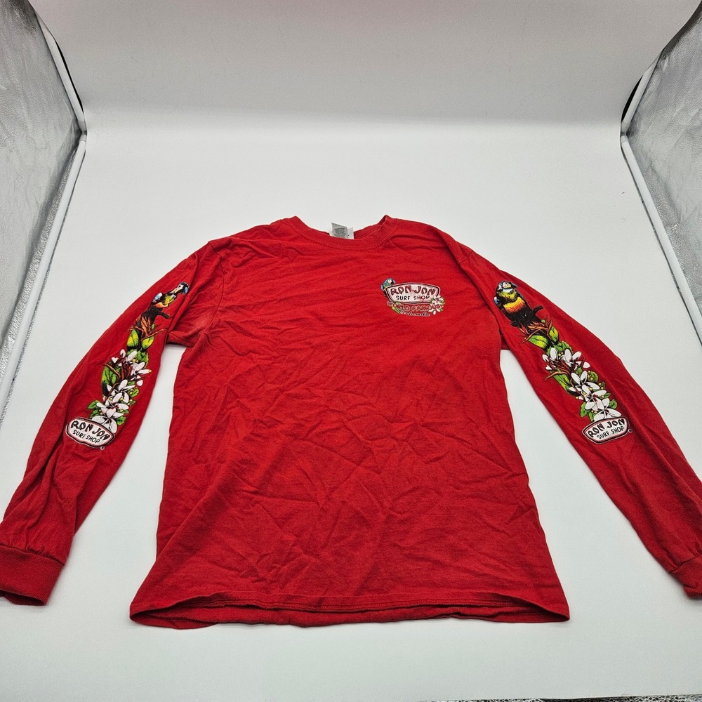 Ron Jon Surf Shop Orlando World Famous Long Sleeve T Shirt Red Parrot‎ Tropical